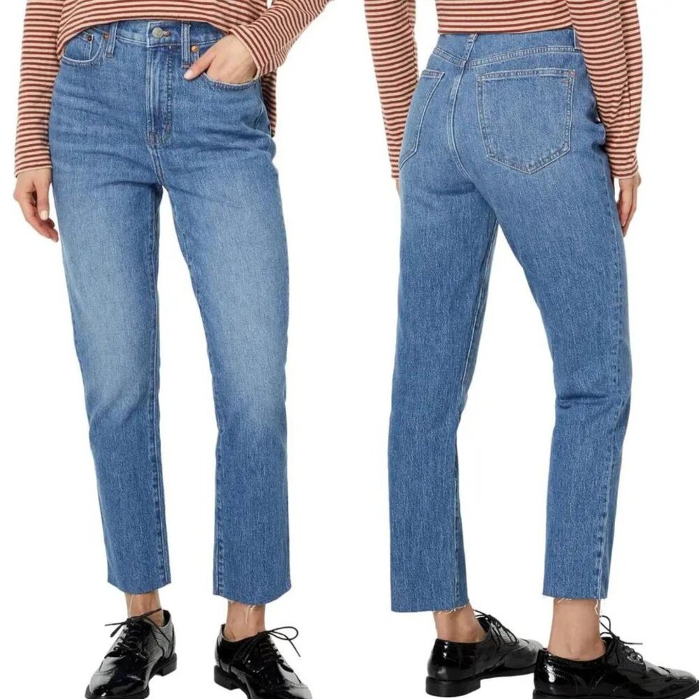 Madewell Medium Blue Cropped Straight Jeans